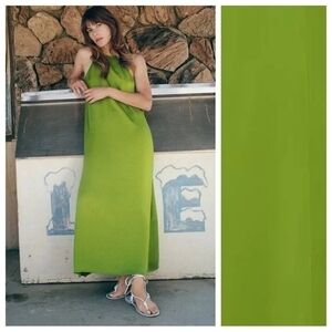 ZARA Green Slip Sleeveless Maxi Comfort Cozy Dress Size Medium